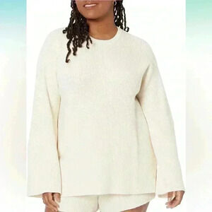 The Drop Women's Alice Crew-Neck Back-Slit Ribbed Pullover Sweater